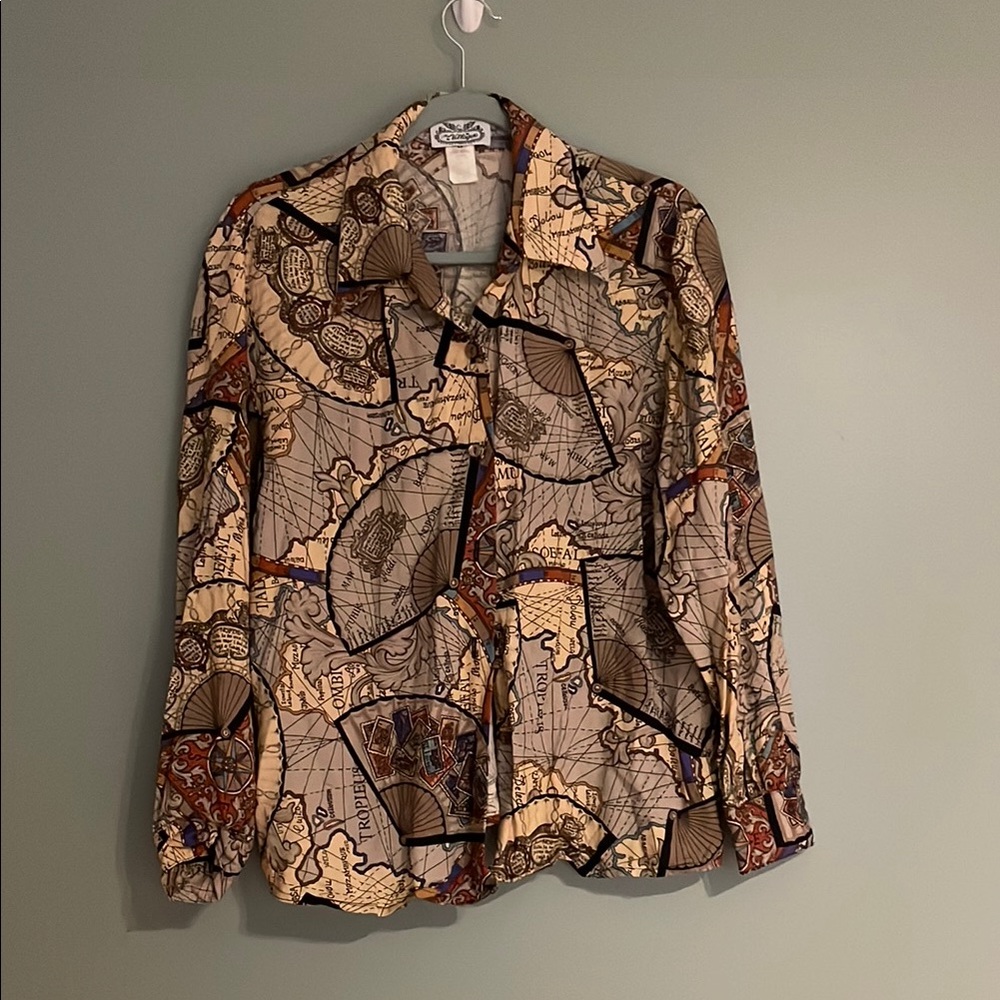 The Villager | Vintage Map Pattern Button-Down Shirt